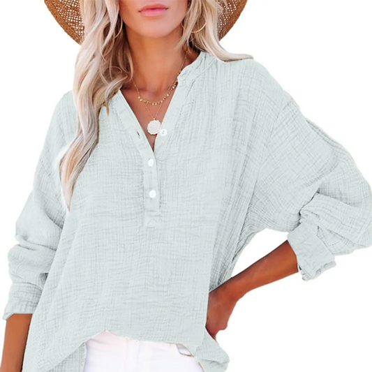 👚 60% DE RÉDUCTION ! 🌷 Chemisiers Décontractés à Manches Longues & Col en V pour Femmes – Coupe Oversized, Tissu Doux & Look Quotidien 🍃