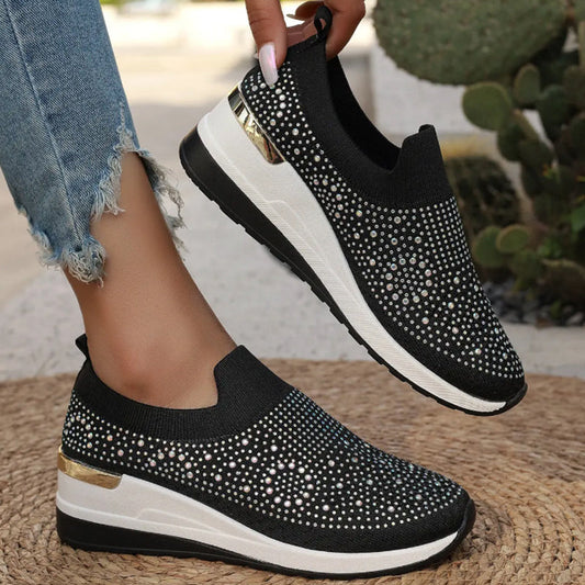 🌸49% de réduction pour une durée limitée🔥Baskets en maille décontractées avec strass pour femmes