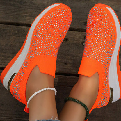 🌸49% de réduction pour une durée limitée🔥Baskets en maille décontractées avec strass pour femmes