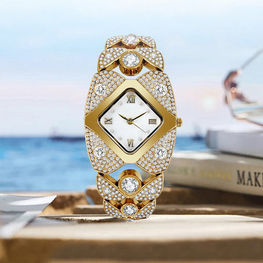 💎49% de réduction ⌚Montre à quartz rétro pour femme avec strass scintillants✨