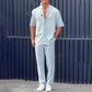 Complet homme élégant - Chemisette à revers et pantalon assorti