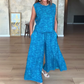 Ensemble 2 pièces sans manches et pantalon large pour femmes