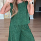 Ensemble 2 pièces sans manches et pantalon large pour femmes