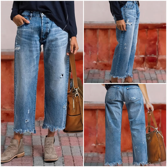 Pantalon court en denim à jambes droites
