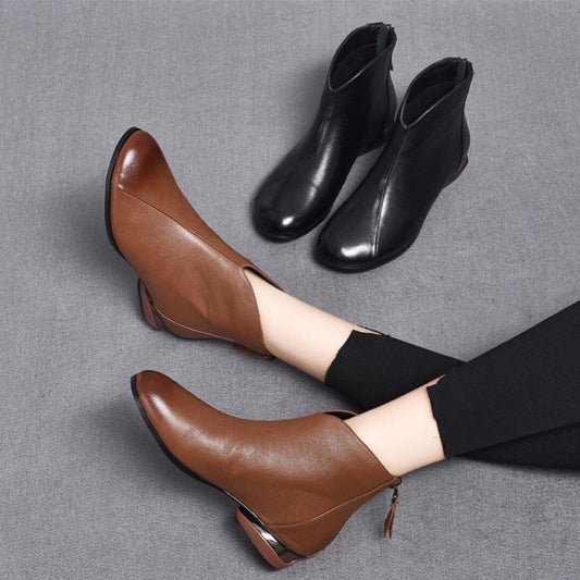 Bottines Femme en Cuir  Doublées Polaire