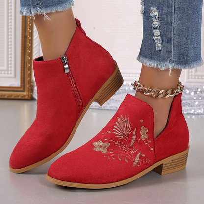 Women's Elegant Floral Ankle Boots