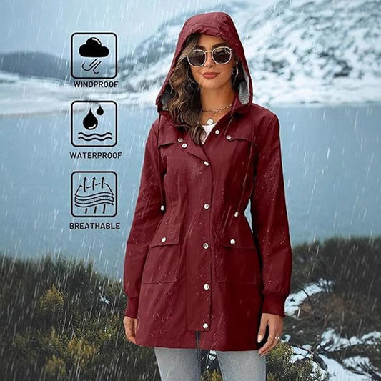Veste Imperméable à Capuche pour Femme