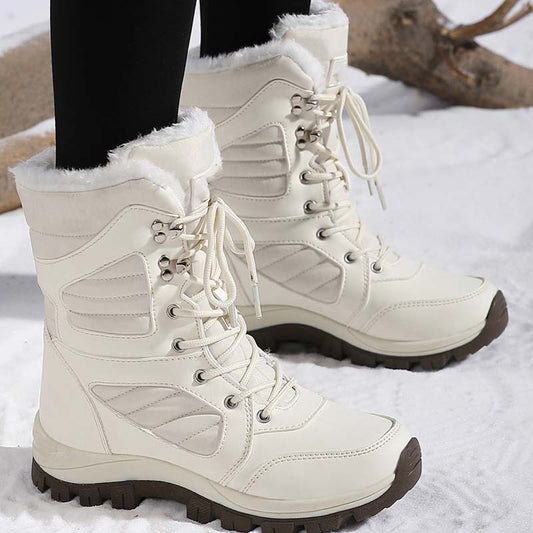 Bottes de neige chaudes à lacets pour femmes, montant jusqu'à la cheville【Livraison gratuite】