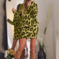 Robe Mini Élégante à Col Rond avec Imprimé Léopard