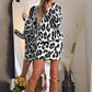 Robe Mini Élégante à Col Rond avec Imprimé Léopard