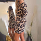 Robe Mini Élégante à Col Rond avec Imprimé Léopard