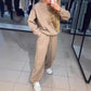 Ensemble 2 pièces sweat-shirt de sport décontracté à col rond et pantalon de jogging pour femme