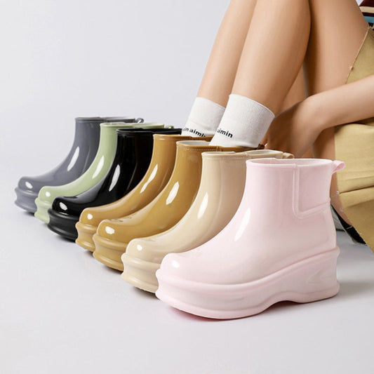 Bottes de pluie cheville femme surélevantes