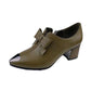 Chaussures femme à nœud, bout effilé et talon bloc en cuir