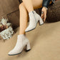 Bottes cheville femme à talon bloc et bout effilé