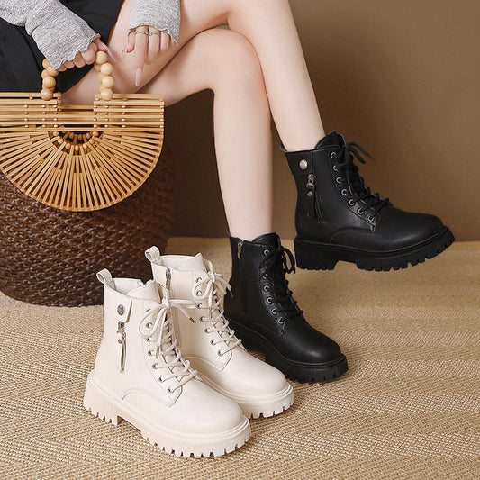 Bottines de combat pour femme à fermeture éclair latérale