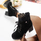 Bottines Femme à Talon Épaissi et Lacets