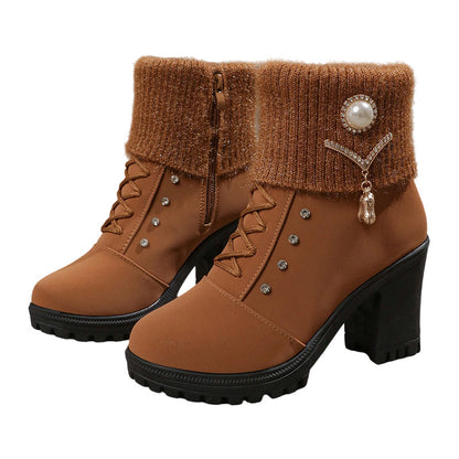 Bottines Femme à Talon Épais - Chaudes et Douillettes 🔥 SOLDE EXCEPTIONNELLE -59%