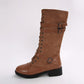 Women's Vintage Combat Boots with Laces and Buckle