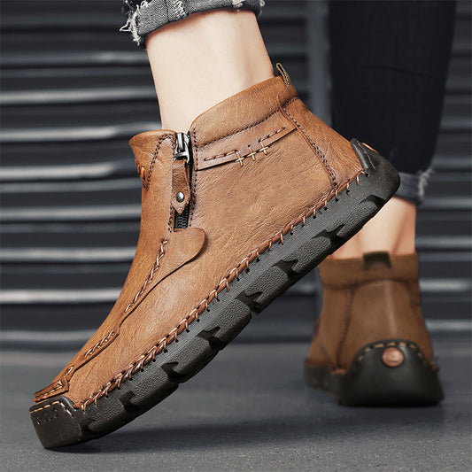 Men's Fashion Retro Zipper Detail Ankle Boots