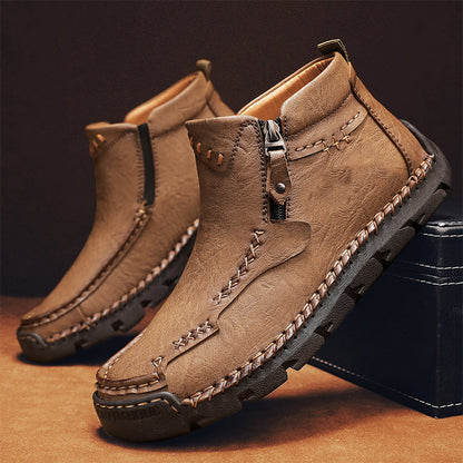 Men's Fashion Retro Zipper Detail Ankle Boots