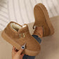 Bottines femme hivernales à boucles avec doublure en peluche