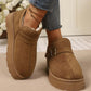 Bottines femme hivernales à boucles avec doublure en peluche