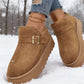 Bottines femme hivernales à boucles avec doublure en peluche
