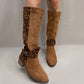 Bottes Cavalières Femme à Imprimé Léopard