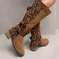 Bottes Cavalières Femme à Imprimé Léopard