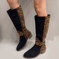Bottes Cavalières Femme à Imprimé Léopard