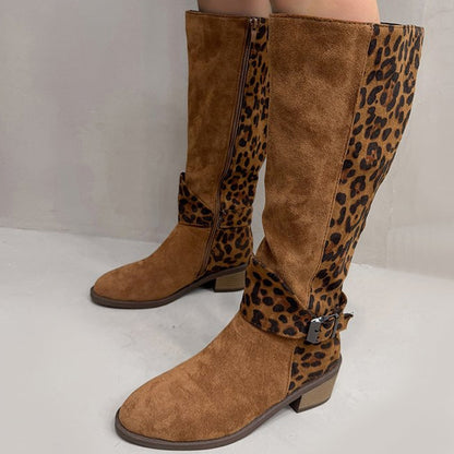 Bottes Cavalières Femme à Imprimé Léopard