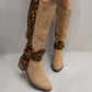 Bottes Cavalières Femme à Imprimé Léopard