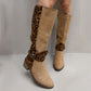 Bottes Cavalières Femme à Imprimé Léopard