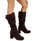 Bottes mi-mollet en daim pour femmes avec boucle décorative
