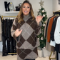 🎄Offre spéciale Noël — 50 % de réduction🎁✨ Ensemble tricoté à motif losange pour femme : pull et jupe, ensemble deux pièces🌟