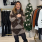 🎄Offre spéciale Noël — 50 % de réduction🎁✨ Ensemble tricoté à motif losange pour femme : pull et jupe, ensemble deux pièces🌟