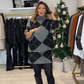 🎄Offre spéciale Noël — 50 % de réduction🎁✨ Ensemble tricoté à motif losange pour femme : pull et jupe, ensemble deux pièces🌟