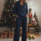 Ensemble 2 pièces pour femme : haut à manches longues à col bénitier et pantalon