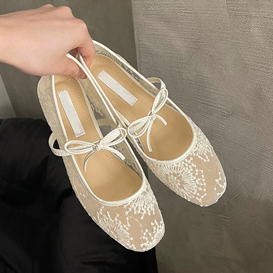👡 49% DE RÉDUCTION! 🌸 Ballerines – Mesh Respirant, Nœud Décoratif & Confort Léger pour Toute la Journée ✨