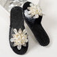 Sandales à enfiler femme ornées de perles et strass