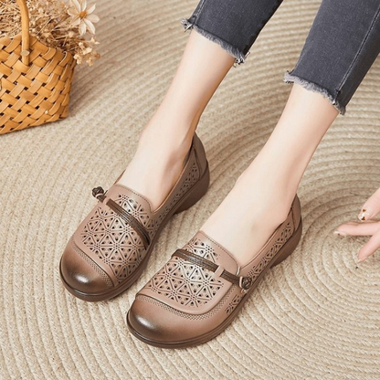 Women's Breathable Cutout Leather Loafers