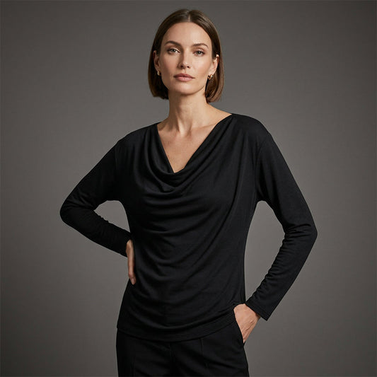 Casual Relaxed Fit Draped Neckline Shirt