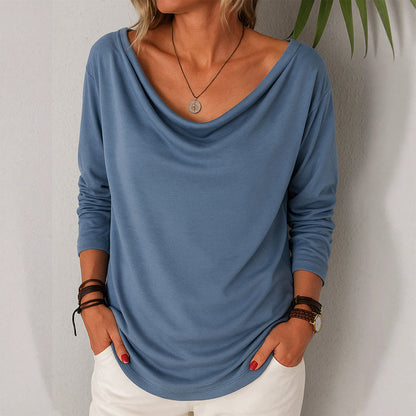Casual Relaxed Fit Draped Neckline Shirt