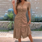 🔥DERNIER JOUR : 49 % DE RÉDUCTION🌞💃Robe midi à manches courtes et col en V, boutonnée, pour femme