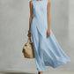 Robe longue chic, asymétrique et sans manches
