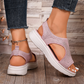 Sandales à plateforme en tricot ornées de strass pour femme