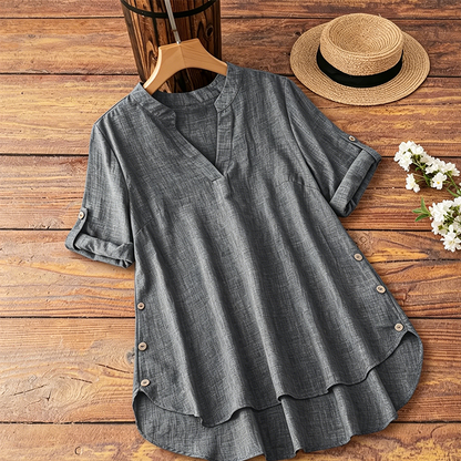 Women's Casual Loose Fit V-Neck Blouse