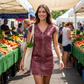 Robe décontractée à manches courtes et fermeture éclair pour femme