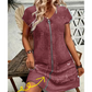 Robe décontractée à manches courtes et fermeture éclair pour femme